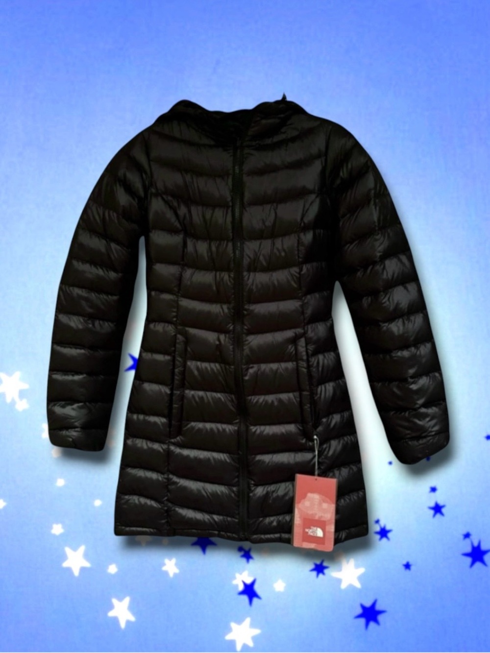 🆕💞North Face Quilted 550 Down Hooded Light Slim Puffer Black Jacket XS/TP • NWT